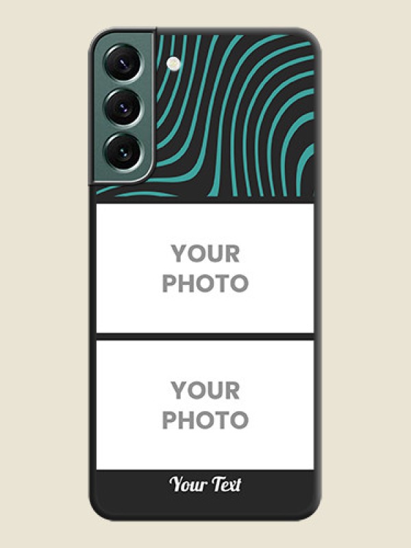 Custom Wave Pattern with 2 Image Holder on Space Black Personalized Soft Matte Phone Covers - Galaxy S22 Plus 5G - alternate view