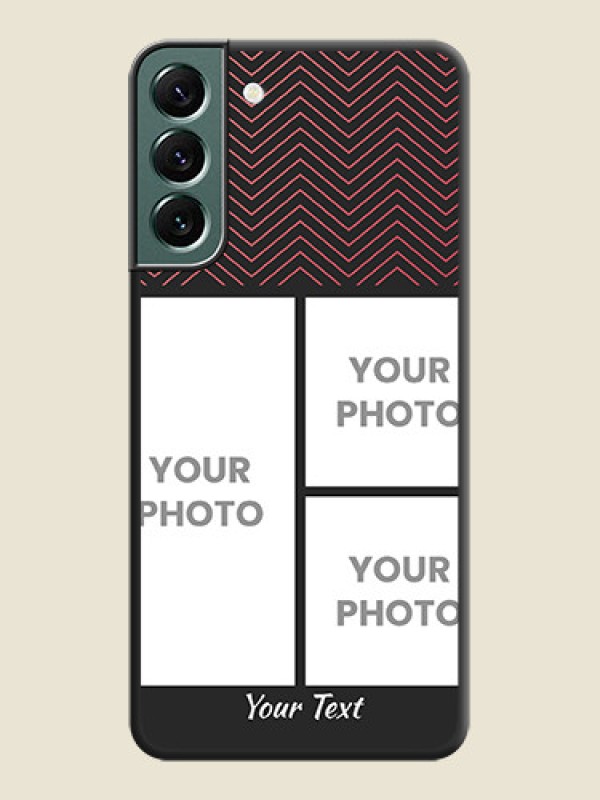 Custom Wave Pattern with 3 Image Holder on Space Black Custom Soft Matte Back Cover - Galaxy S22 Plus 5G - alternate view