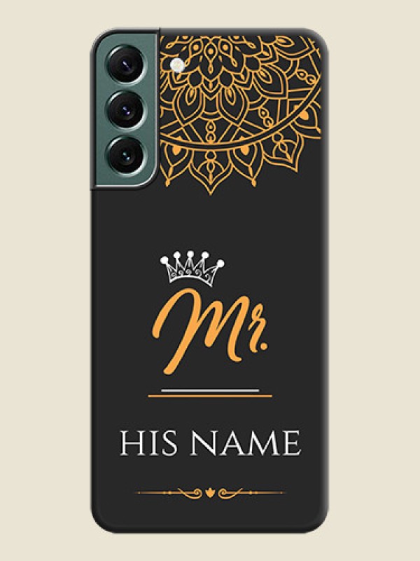 Custom Mr Name with Floral Design on Personalised Space Black Soft Matte Cases - Galaxy S22 Plus 5G - alternate view