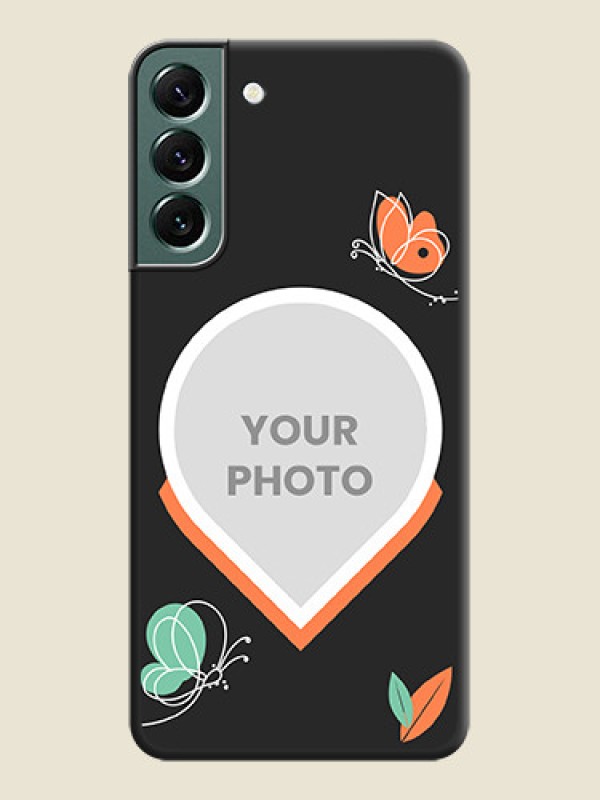 Custom Upload Pic With Simple Butterly Design On Space Black Personalized Soft Matte Phone Covers -Samsung Galaxy S22 Plus 5G - alternate view