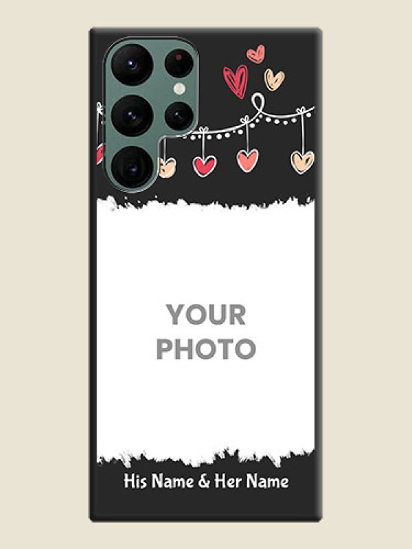 Custom Pink Love Hangings with Name on Space Black Custom Soft Matte Phone Cases - Galaxy S22 Ultra 5G - alternate view
