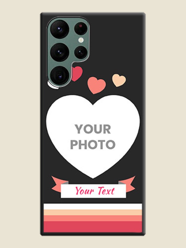 Custom Love Shaped Photo with Colorful Stripes on Personalised Space Black Soft Matte Cases - Galaxy S22 Ultra 5G - alternate view