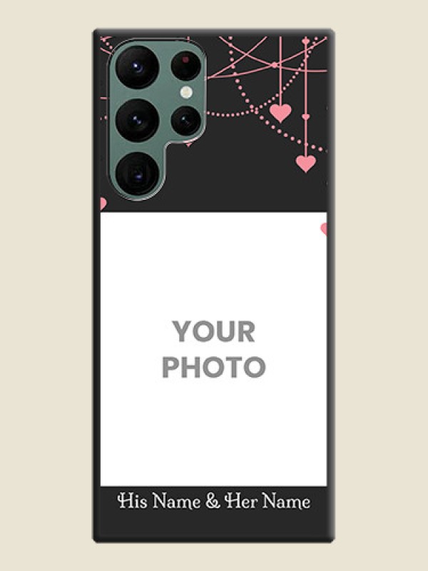 Custom Pink Love Hangings with Text on Space Black Custom Soft Matte Back Cover - Galaxy S22 Ultra 5G - alternate view