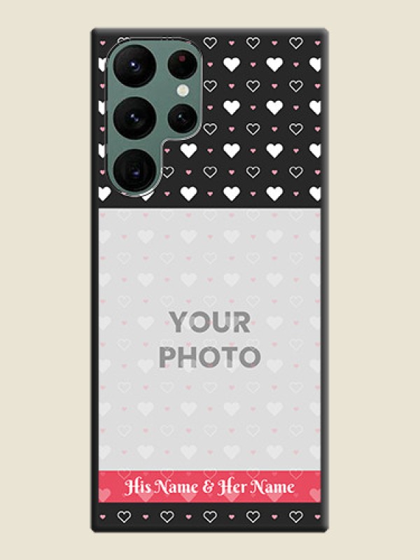 Custom White Color Love Symbols with Text Design on Photo on Space Black Soft Matte Phone Cover - Galaxy S22 Ultra 5G - alternate view