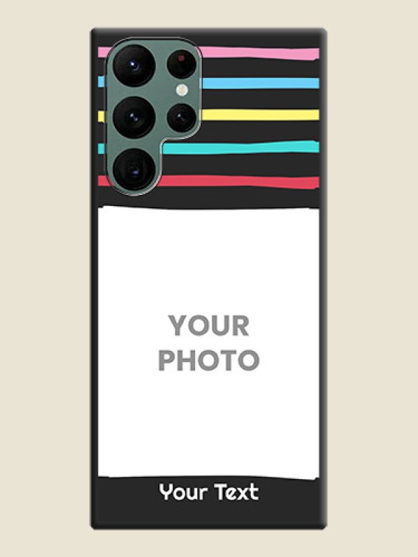 Custom Multicolor Lines with Image on Space Black Personalized Soft Matte Phone Covers - Galaxy S22 Ultra 5G - alternate view