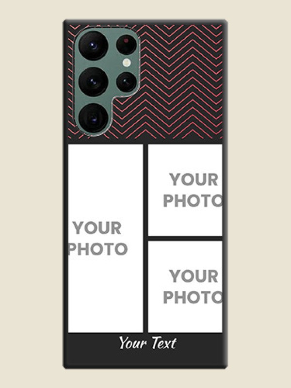 Custom Wave Pattern with 3 Image Holder on Space Black Custom Soft Matte Back Cover - Galaxy S22 Ultra 5G - alternate view
