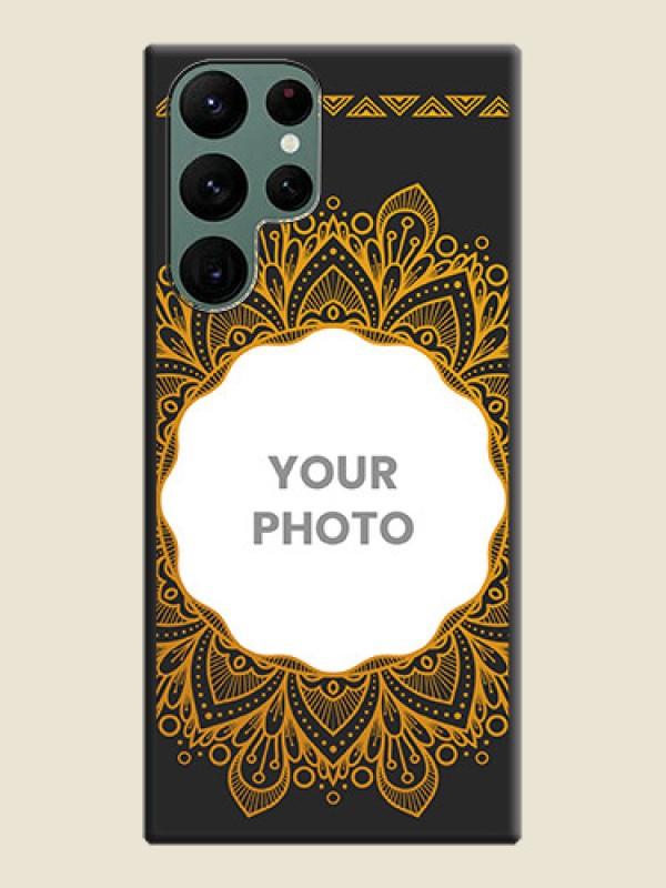 Custom Round Image with Floral Design on Photo on Space Black Soft Matte Mobile Cover - Galaxy S22 Ultra 5G - alternate view