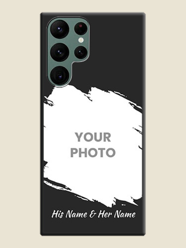 Custom Grunge Brush Strokes on Photo on Space Black Soft Matte Back Cover - Galaxy S22 Ultra 5G - alternate view