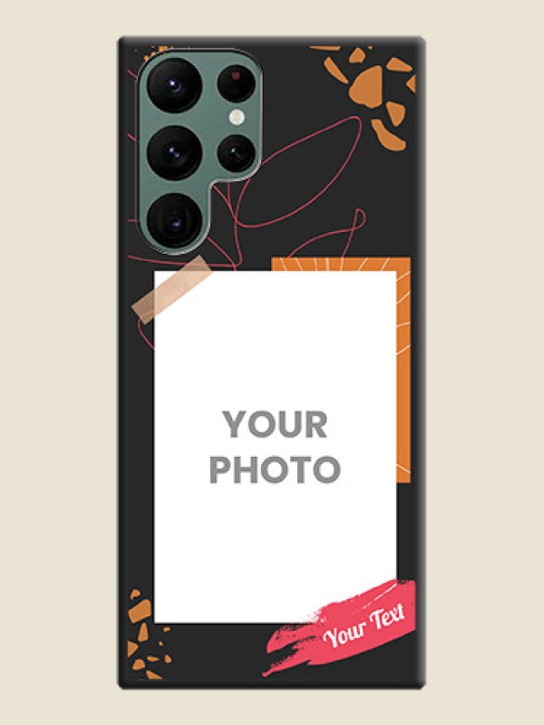 Custom Orange Photo Frame on Space Black Custom Soft Matte Phone Back Cover - Galaxy S22 Ultra 5G - alternate view