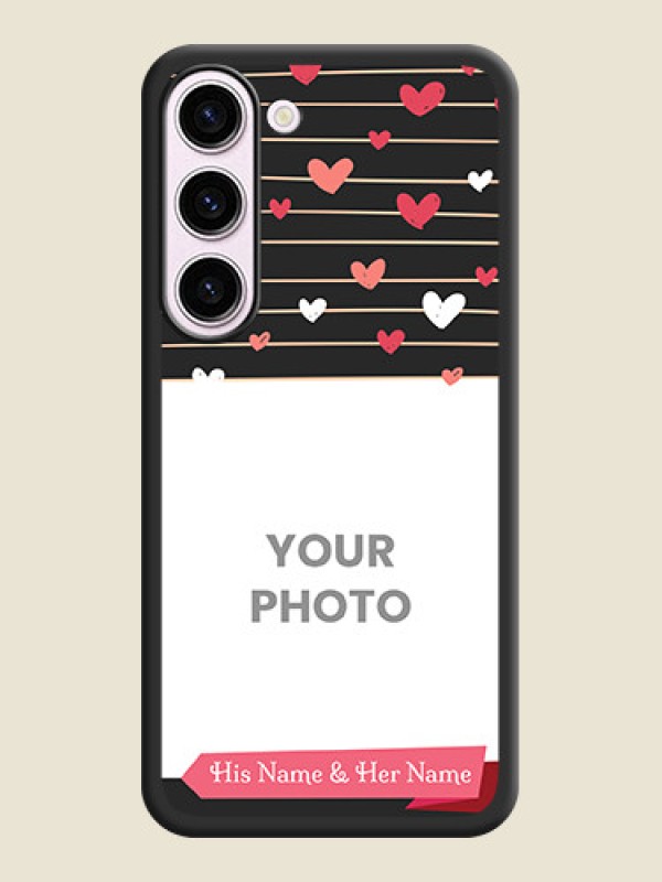 Custom Love Pattern with Name on Pink Ribbon  on Photo on Space Black Soft Matte Back Cover - Samsung Galaxy S23 5G - alternate view