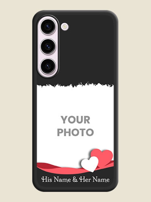 Custom Pin Color Love Shaped Ribbon Design with Text on Space Black Custom Soft Matte Phone Back Cover - Samsung Galaxy S23 5G - alternate view