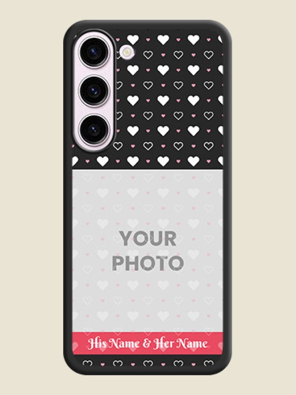 Custom White Color Love Symbols with Text Design on Photo on Space Black Soft Matte Phone Cover - Samsung Galaxy S23 5G - alternate view