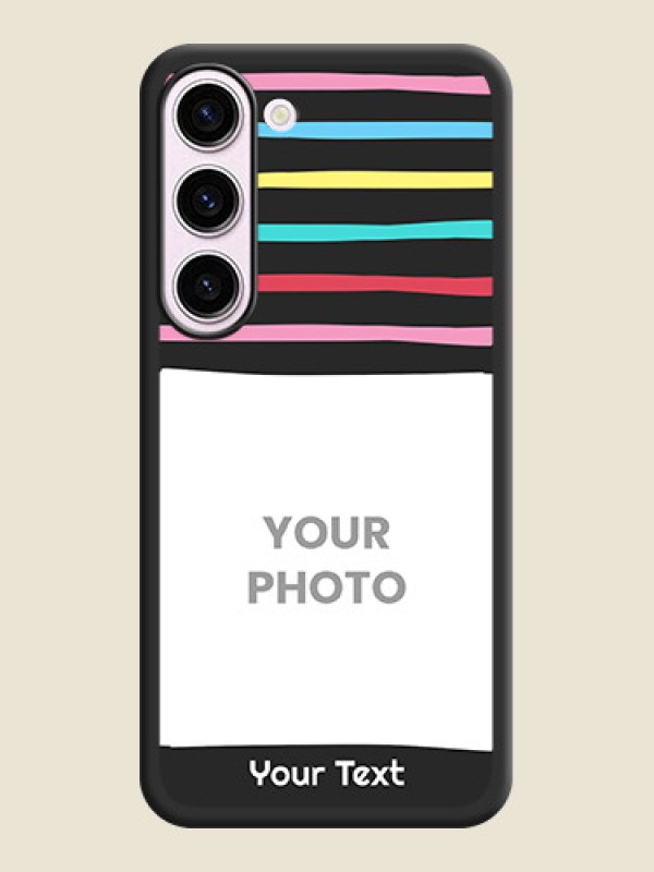 Custom Multicolor Lines with Image on Space Black Personalized Soft Matte Phone Covers - Samsung Galaxy S23 5G - alternate view