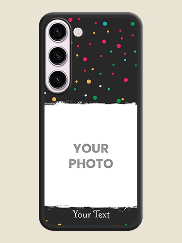 Custom Multicolor Dotted Pattern with Text on Space Black Custom Soft Matte Phone Back Cover - Samsung Galaxy S23 5G - alternate view