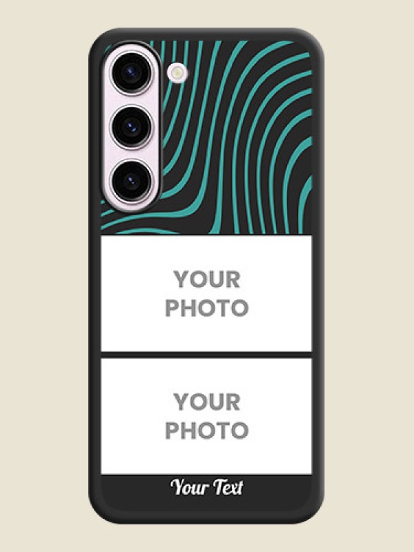 Custom Wave Pattern with 2 Image Holder on Space Black Personalized Soft Matte Phone Covers - Samsung Galaxy S23 5G - alternate view