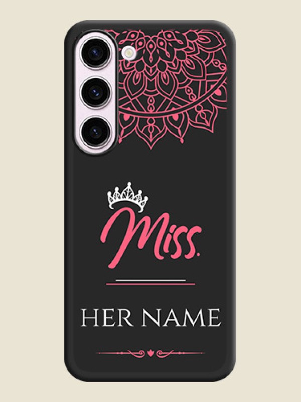 Custom Mrs Name with Floral Design on Space Black Personalized Soft Matte Phone Covers - Samsung Galaxy S23 5G - alternate view