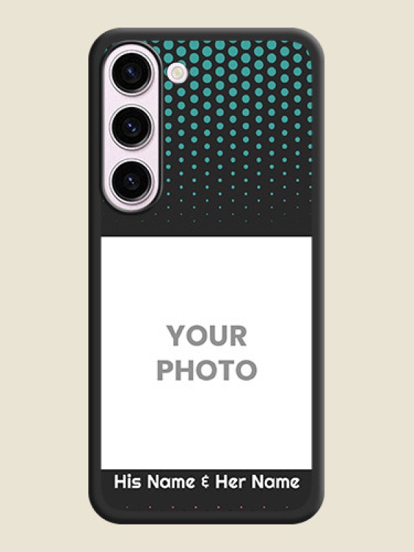 Custom Faded Dots with Grunge Photo Frame and Text on Space Black Custom Soft Matte Phone Cases - Samsung Galaxy S23 5G - alternate view