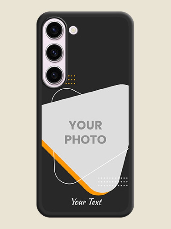 Custom Yellow Triangle on Photo on Space Black Soft Matte Phone Cover - Samsung Galaxy S23 5G - alternate view