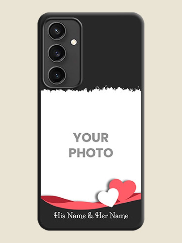 Custom Pink Color Love Shaped Ribbon Design with Text on Space Black Custom Soft Matte Phone Back Cover - Galaxy S23 FE 5G - alternate view