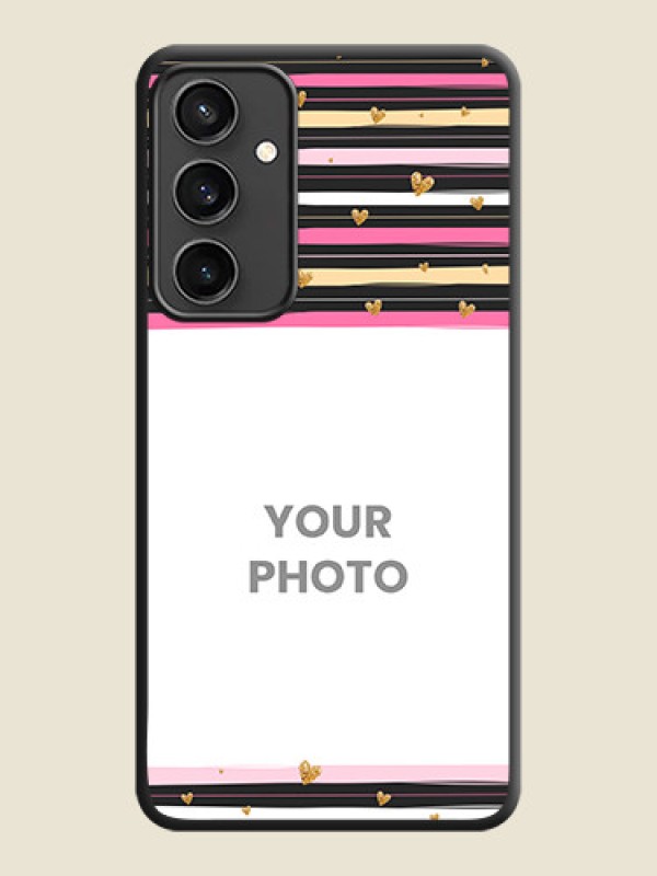 Custom Multicolor Lines and Golden Love Symbols Design - Photo on Space Black Soft Matte Mobile Cover - Galaxy S23 FE 5G - alternate view