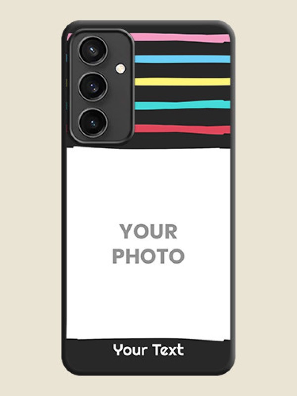 Custom Multicolor Lines with Image on Space Black Personalized Soft Matte Phone Covers - Galaxy S23 FE 5G - alternate view