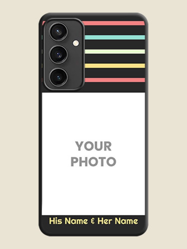 Custom Color Stripes with Photo and Text - Photo on Space Black Soft Matte Mobile Case - Galaxy S23 FE 5G - alternate view