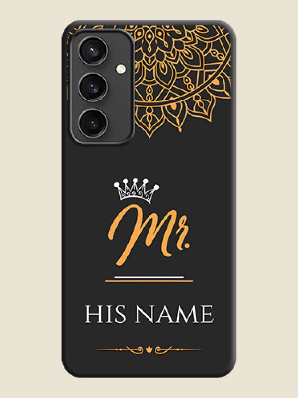Custom Mr Name with Floral Design on Personalised Space Black Soft Matte Cases - Galaxy S23 FE 5G - alternate view