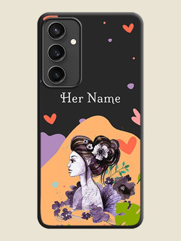 Custom Namecase For Her With Fancy Lady Image On Space Black Personalized Soft Matte Phone Covers - Galaxy S23 FE 5G - alternate view