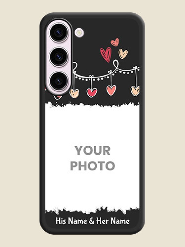 Custom Pink Love Hangings with Name on Space Black Custom Soft Matte Phone Cases - Samsung Galaxy S23 Plus 5G - alternate view