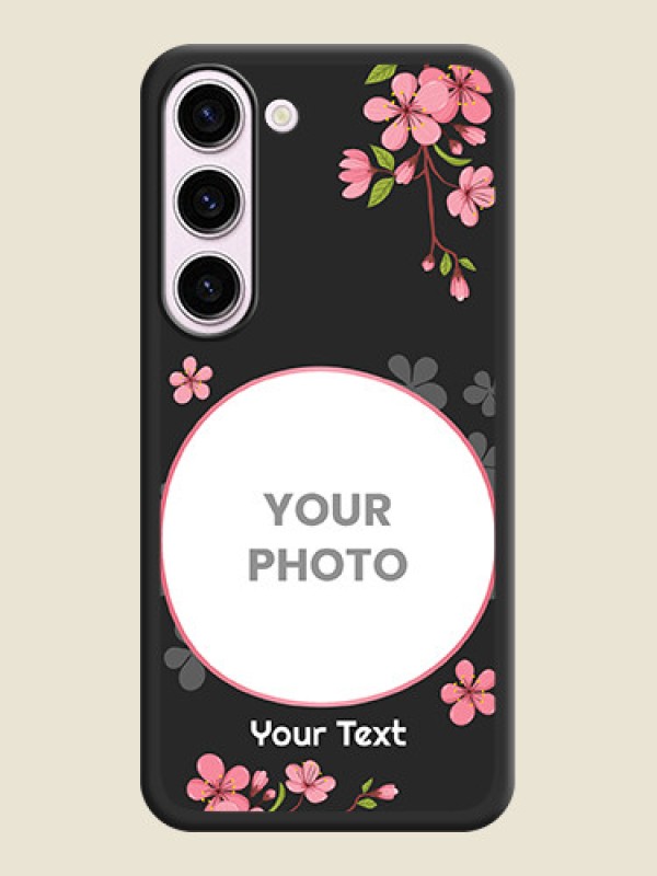 Custom Round Image with Pink Color Floral Design on Photo on Space Black Soft Matte Back Cover - Samsung Galaxy S23 Plus 5G - alternate view
