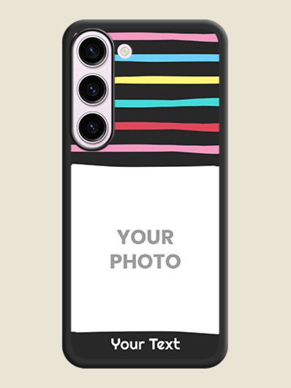 Custom Multicolor Lines with Image on Space Black Personalized Soft Matte Phone Covers - Samsung Galaxy S23 Plus 5G - alternate view