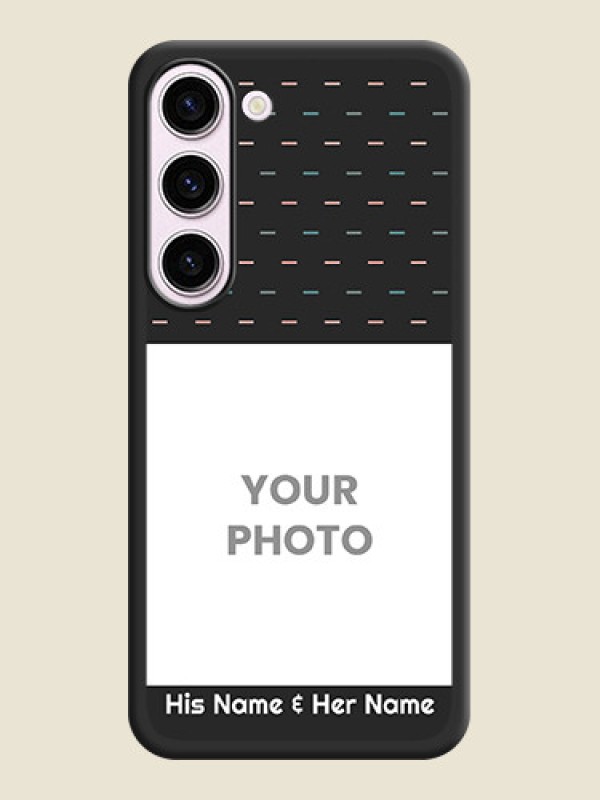 Custom Line Pattern Design with Text on Space Black Custom Soft Matte Phone Back Cover - Samsung Galaxy S23 Plus 5G - alternate view