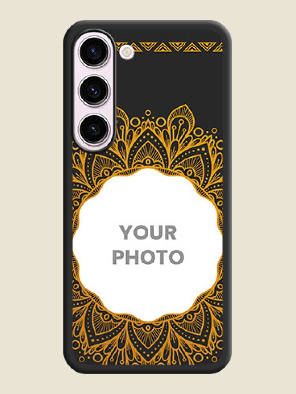Custom Round Image with Floral Design on Photo on Space Black Soft Matte Mobile Cover - Samsung Galaxy S23 Plus 5G - alternate view