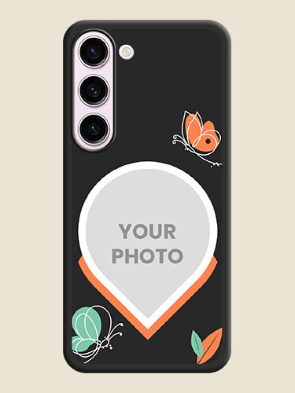 Custom Upload Pic With Simple Butterly Design On Space Black Personalized Soft Matte Phone Covers -Samsung Galaxy S23 Plus 5G - alternate view