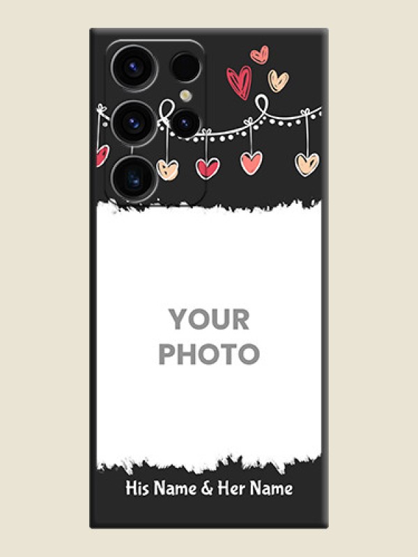 Custom Pink Love Hangings with Name on Space Black Custom Soft Matte Phone Cases - Samsung Galaxy S23 Ultra 5G - alternate view
