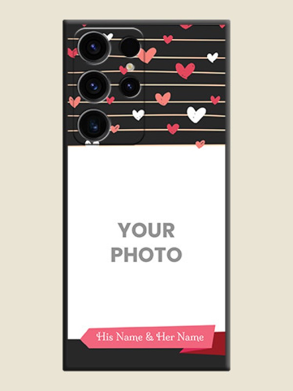 Custom Love Pattern with Name on Pink Ribbon  on Photo on Space Black Soft Matte Back Cover - Samsung Galaxy S23 Ultra 5G - alternate view