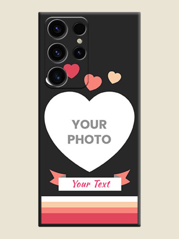 Custom Love Shaped Photo with Colorful Stripes on Personalised Space Black Soft Matte Cases - Samsung Galaxy S23 Ultra 5G - alternate view