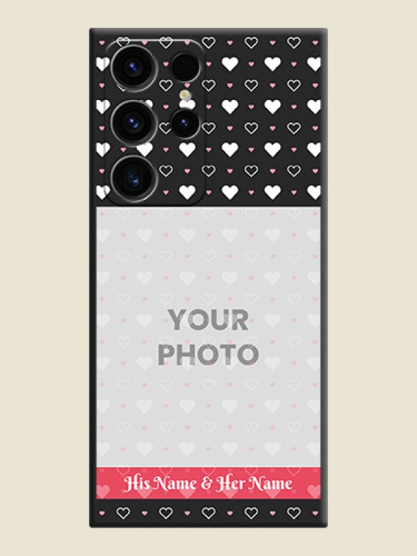 Custom White Color Love Symbols with Text Design on Photo on Space Black Soft Matte Phone Cover - Samsung Galaxy S23 Ultra 5G - alternate view