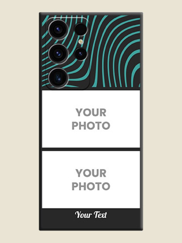 Custom Wave Pattern with 2 Image Holder on Space Black Personalized Soft Matte Phone Covers - Samsung Galaxy S23 Ultra 5G - alternate view