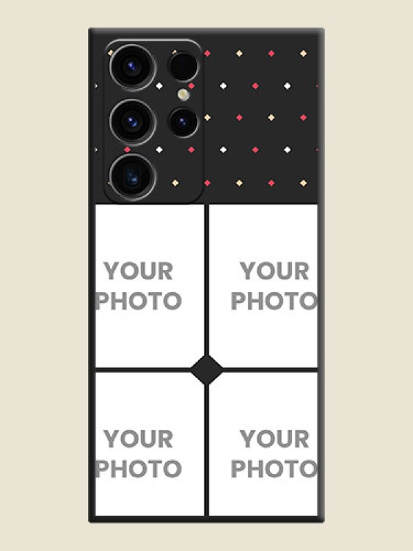 Custom Multicolor Dotted Pattern with 4 Image Holder on Space Black Custom Soft Matte Phone Cases - Samsung Galaxy S23 Ultra 5G - alternate view