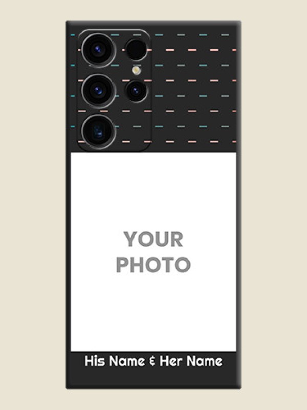 Custom Line Pattern Design with Text on Space Black Custom Soft Matte Phone Back Cover - Samsung Galaxy S23 Ultra 5G - alternate view