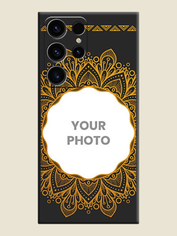 Custom Round Image with Floral Design on Photo on Space Black Soft Matte Mobile Cover - Samsung Galaxy S23 Ultra 5G - alternate view