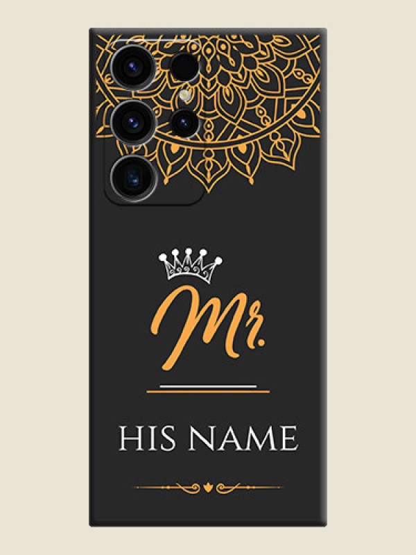 Custom Mr Name with Floral Design  on Personalised Space Black Soft Matte Cases - Samsung Galaxy S23 Ultra 5G - alternate view