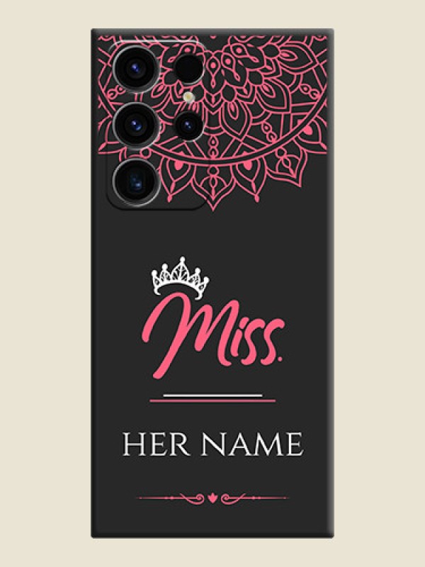Custom Mrs Name with Floral Design on Space Black Personalized Soft Matte Phone Covers - Samsung Galaxy S23 Ultra 5G - alternate view