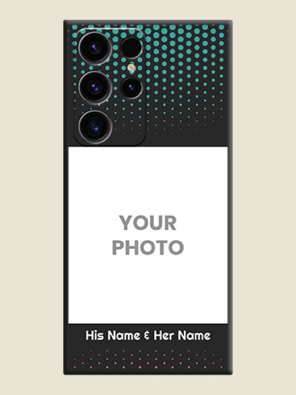 Custom Faded Dots with Grunge Photo Frame and Text on Space Black Custom Soft Matte Phone Cases - Samsung Galaxy S23 Ultra 5G - alternate view