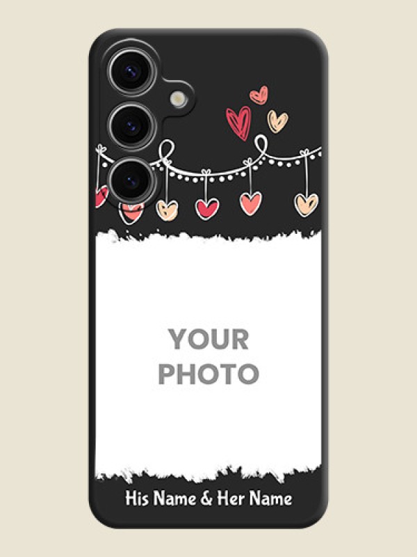 Custom Pink Love Hangings with Name on Space Black Custom Soft Matte Phone Cases - Galaxy S24 5G - alternate view
