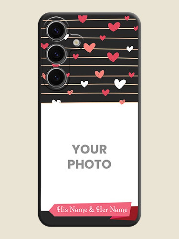 Custom Love Pattern with Name on Pink Ribbon - Photo on Space Black Soft Matte Back Cover - Galaxy S24 5G - alternate view