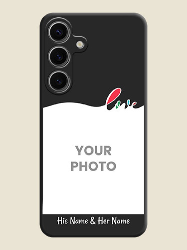 Custom Fall in Love Pattern with Picture - Photo on Space Black Soft Matte Mobile Case - Galaxy S24 5G - alternate view
