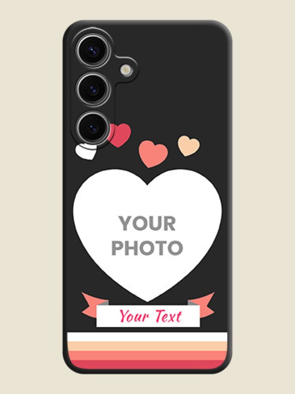 Custom Love Shaped Photo with Colorful Stripes on Personalised Space Black Soft Matte Cases - Galaxy S24 5G - alternate view
