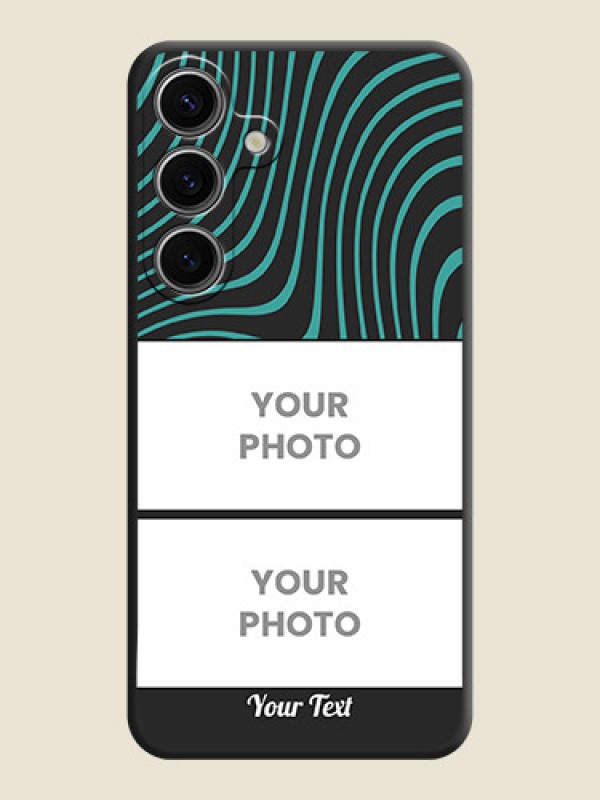 Custom Wave Pattern with 2 Image Holder on Space Black Personalized Soft Matte Phone Covers - Galaxy S24 5G - alternate view